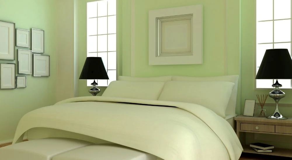 Experiment with a Green Bedroom with a Minimalist Aesthetic