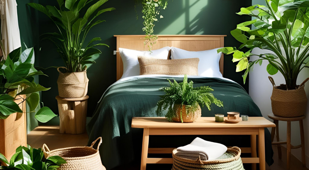 Forest green bedroom ideas | Bring in Nature with Plants and Natural Elements