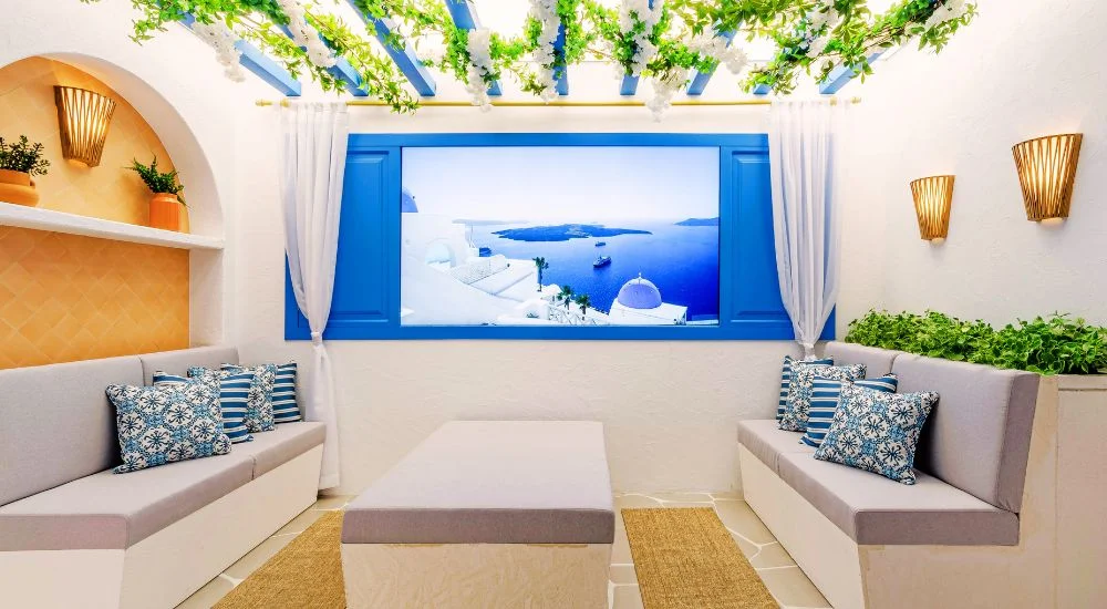 Navy blue trim white walls