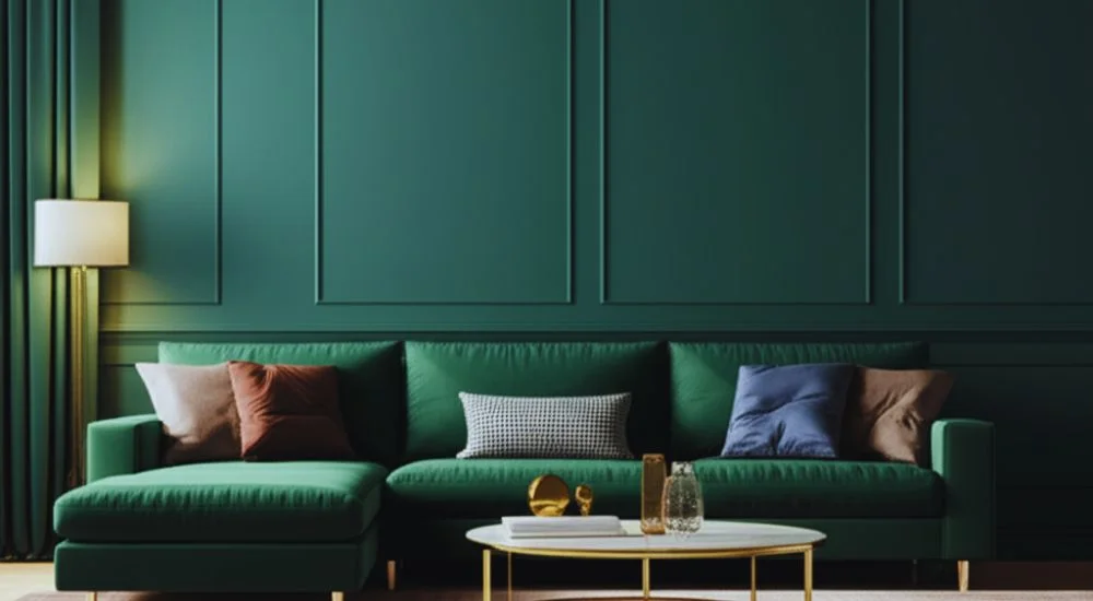 Uplift mood with dark green wall paneling