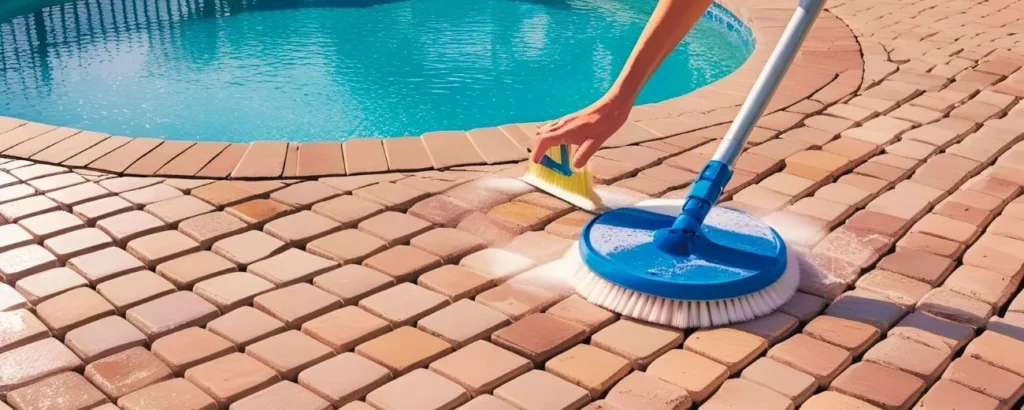 how to clean pavers around a pool