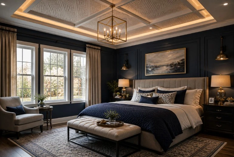 Patterned Ceiling That Complements The Walls