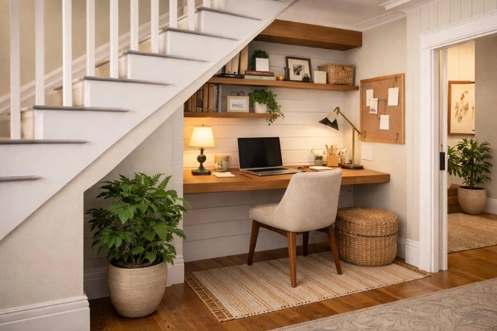 under stairs office nook