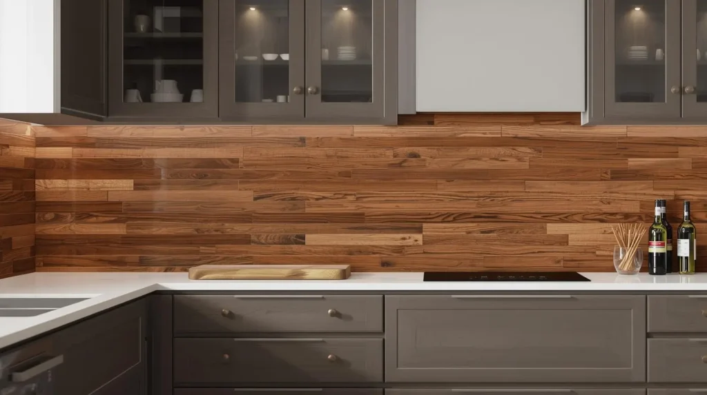 Modern Kitchen Wood Backsplash