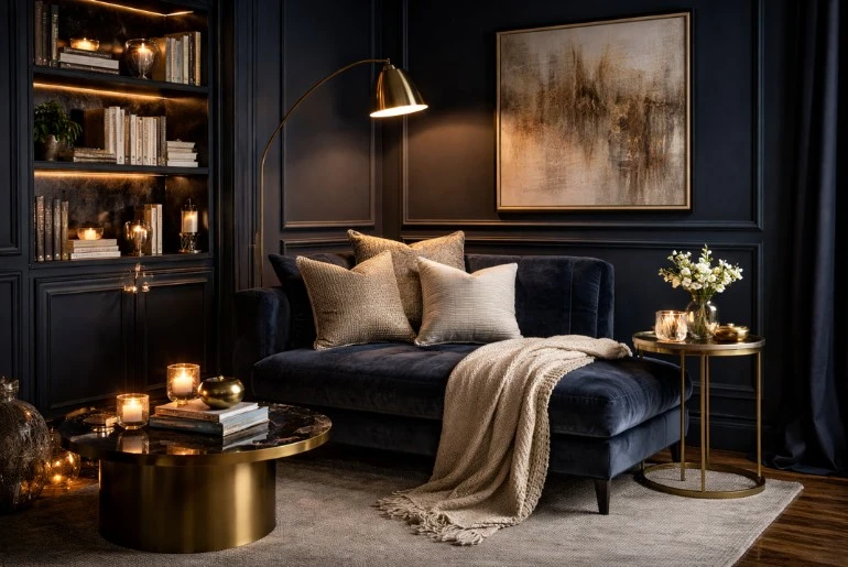 Dark Blue with Metallic Drama