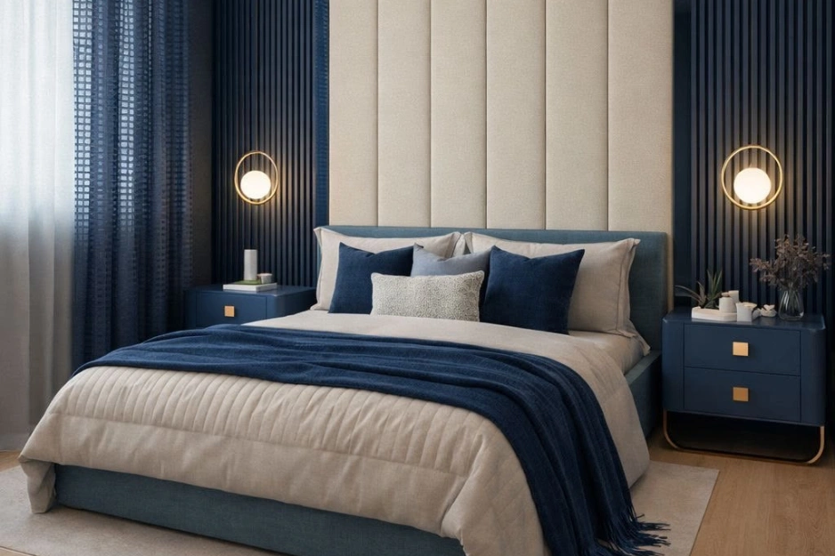 navy blue headboard design
